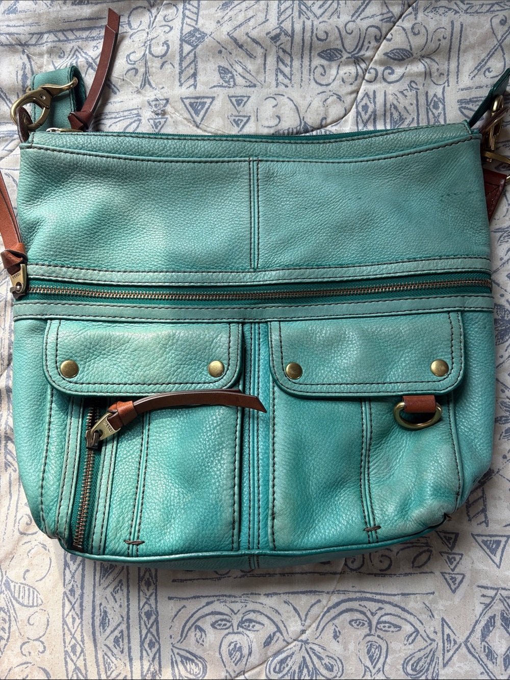 Women’s Teal Crossbody Leather Bag